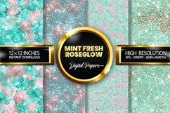 Mint Fresh RoseGlow Glitter Digital Papers - 04 Varitions Product Image 1