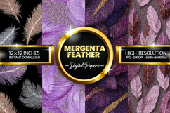 Mergenta Feather Glitter Digital Papers - 04 Variations Product Image 1