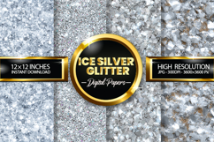 Ice Silver Glitter Digital Papers - 04 Variations Product Image 1