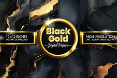 Black Gold Digital Papers - 04 Variations Product Image 1