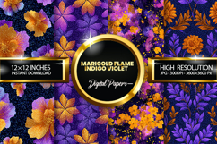 Marigold Indigo Violet Glitter Digital Papers- 04 Varitions Product Image 1