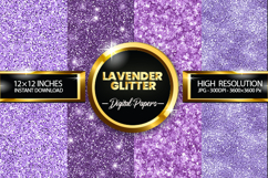 Lavender Glitter Digital Papers - 04 Variations Product Image 1