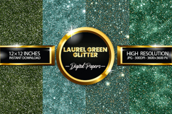Laurel Green Glitter Digital Papers - 04 Variations Product Image 1