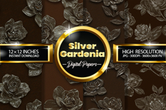 Silver Gardenia Digital Papers - 04 Variations Product Image 1