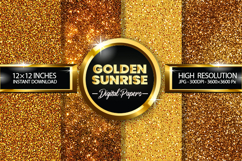 Golden Sunrise Glitter Digital Papers - 04 Variations Product Image 1