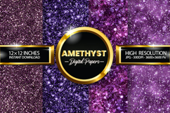 Amethyst Glitter Digital Papers - 04 Variations Product Image 1
