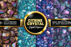 Citrine Crystal Glitter Digital Papers - 04 Variations Product Image 1