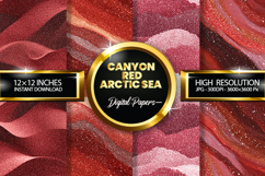 Canyon Red Arctic Sea Glitter Digital Papers - 04 Variations Product Image 1