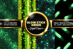 Glow Stick Green Glitter Digital Papers - 04 Variations Product Image 1