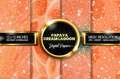 Papaya Cream Lagoon Glitter Digital Papers - 04 Varitions Product Image 1