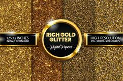 Rich Gold Glitter Digital Papers - 04 Variations Product Image 1