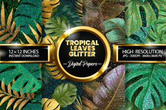 Tropical Leaves Glitter Glitter Digital Papers - 04 Variat Product Image 1