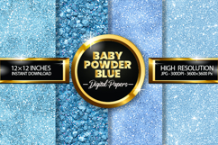 Baby Powder Blue Glitter Digital Papers - 04 Variations Product Image 1