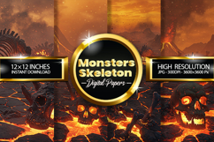 Monster Skeleton Digital Papers - 04 Variations Product Image 1