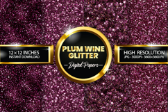 Plum Wine Glitter Digital Papers - 04 Variations Product Image 1