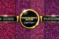 Vivid Magenta Glitter Digital Papers - 04 Variations Product Image 1