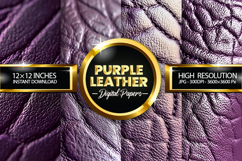 Purple Leather Digital Papers - 04 Variation Product Image 1