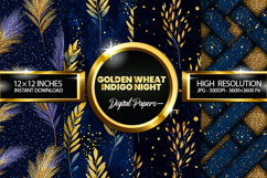 Golden Wheat Night Glitter Digital Papers - 04 Varitions Product Image 1