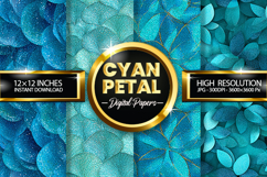 Cyan Petal Glitter Digital Papers - 04 Variations Product Image 1