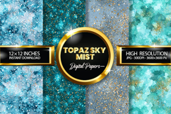 Topaz Sky Mist Glitter Digital Papers - 04 Varitions Product Image 1