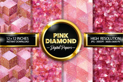 Pink Diamond Glitter Digital Papers - 04 Variations Product Image 1