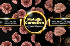 Metallic Carnation Digital Papers - 04 Variations Product Image 1