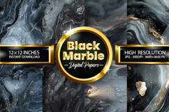 Black Marbles Digital Papers - 04 Variations Product Image 1