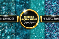 Meteor Aqua Shine Glitter Digital Papers- 04 Varitions Product Image 1