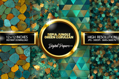 Sepia Jungle Green Cerulean Glitter Digital Papers Glitter Product Image 1