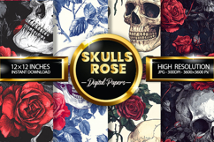 Skulls Rose Digital Papers - 04 Variation Product Image 1