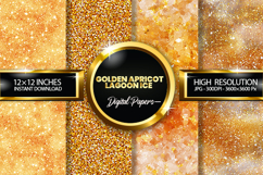 Golden Apricot Lagoon Glitter Digital Papers - 04 Varitions Product Image 1