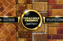 Topaz Gold Firebrick Glitter Digital Papers - 04 Varitions Product Image 1