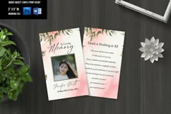 Watercolor Floral Funeral Prayer Card, Wod and Psd Template Product Image 1