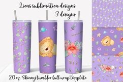 Lion sublimation design. Skinny tumbler wrap design. Product Image 1