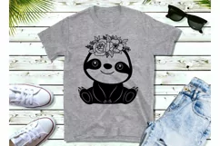 Cute Baby Sloth with Flower Svg, Sloth Svg, Flower Animal Product Image 3