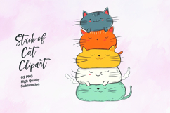 Stack of colorful cat watercolor clipart PNG Product Image 1