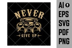 Never give up. Brass knuckles illustration on dark bg Product Image 1