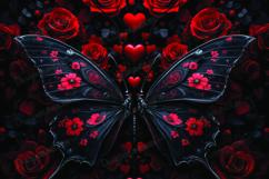 3D Butterfly with Red Roses Floral Background Product Image 1