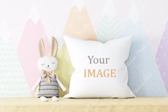 Children's Blank White Square Mockup Pillow, JPG Product Image 1