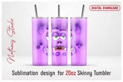 Funny 3D Inflated Puffy Monster Face - 20oz SKINNY TUMBLER. Product Image 1