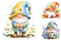 Watercolor Gnome Clipart Bundle, Spring Garden PNG Product Image 3