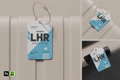 Leather Luggage Tag with Metal Cable Loop Mockup Product Image 1