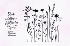 Black wildflower outline clipart sublimation Product Image 1