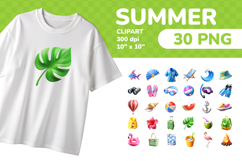 Summer PNG Clipart Set 30 Items for Sublimation and Print Product Image 1