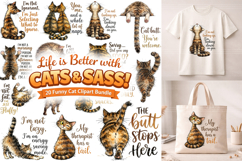Funny Sassy Cat Quotes PNG Bundle Pack Product Image 1