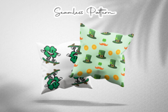 St Patrick Fun Seamless Pattern Set - Leprechaun &amp; Clovers Product Image 2