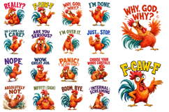 Funny F-Caw-F Chicken Sublimation PNG Bundle Product Image 2