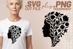 4x Breast Cancer Awareness Floral Woman SVG Cut Files Product Image 2