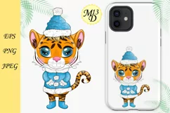 Cute cartoon tiger with beautiful eyes, Year of Tiger 2022 Product Image 1
