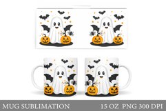 Cute Ghost Mug Design. Halloween Pumpkin Mug Sublimation Product Image 1